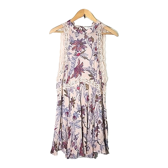 Free People She Moves Chemise high neck lace trim mini dress size S - Picture 2 of 6